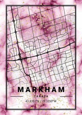 Markham - Kanada Gül Mermer Haritası dünyanın en ünlü şehirlerinin güzel bir kopyası. Bu fiyata böyle bir baskı bulamazsın..
