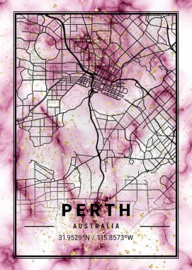 Perth - Avustralya Gül Mermer Haritası dünyanın en ünlü şehirlerinin güzel bir kopyası. Bu fiyata böyle bir baskı bulamazsın..