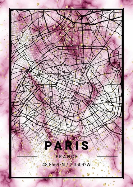 Παρίσι Γαλλία Rose Marble Map Είναι Ένας Πανέμορφος Χάρτης Των — Φωτογραφία Αρχείου