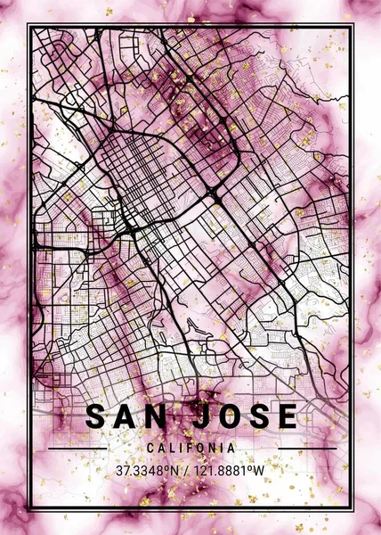 stock image San Jose - United States Rose Marble Map is beautiful prints of the world's most famous cities. You will not find a similar print at this great price.