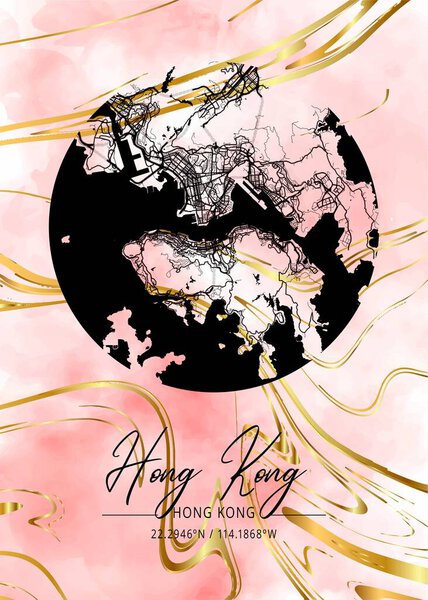 Гонконг - Мраморная карта Подснежников Гонконга - это красивые принты самых известных городов мира. Вы не найдете подобный принт по такой высокой цене.