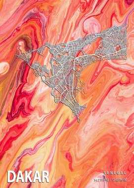 Dakar - Senegal Statice Mermer Haritası dünyanın en ünlü şehirlerinin güzel bir kopyası. Bu fiyata böyle bir baskı bulamazsın..