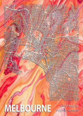 Melbourne - Avustralya Statice Mermer Haritası dünyanın en ünlü şehirlerinin güzel bir kopyası. Bu fiyata böyle bir baskı bulamazsın..