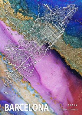 Barselona - İspanya Güneş Çiçeği Mermer Haritası dünyanın en ünlü şehirlerinin güzel bir kopyası. Bu fiyata böyle bir baskı bulamazsın..