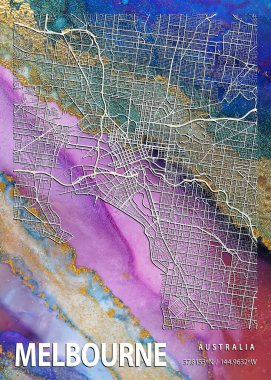 Melbourne - Avustralya Güneş Çiçeği Mermer Haritası dünyanın en ünlü şehirlerinin güzel bir kopyası. Bu fiyata böyle bir baskı bulamazsın..