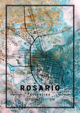 Rosario, Arjantin Sunmix Mermer Haritası dünyanın en ünlü şehirlerinin güzel bir kopyası. Bu fiyata böyle bir baskı bulamazsın..