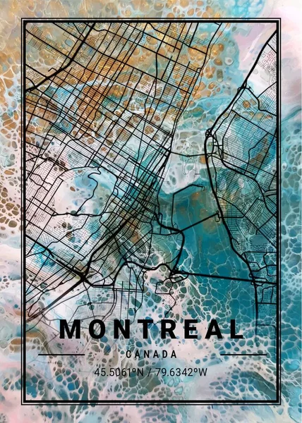 stock image Montreal - Canada Sunmix Marble Map is beautiful prints of the world's most famous cities. You will not find a similar print at this great price.