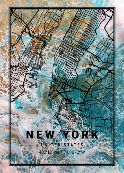New York Verenigde Staten Sunmix Marble Map Een Prachtige Prent — Stockfoto