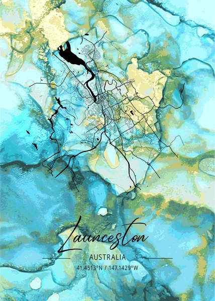 Launceston Australia Tigridia Marble Map Είναι Όμορφες Εκτυπώσεις Των Πιο — Φωτογραφία Αρχείου