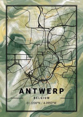 Antwerp - Belçika Lale Mermer Haritası dünyanın en ünlü şehirlerinin güzel bir kopyası. Bu fiyata böyle bir baskı bulamazsın..