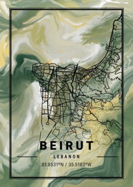 Beyrut - Lübnan Lale Mermer Haritası dünyanın en ünlü şehirlerinin güzel baskılarıdır. Bu fiyata böyle bir baskı bulamazsın..