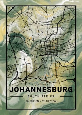 Johannesburg - Güney Afrika Lale Mermer Haritası dünyanın en ünlü şehirlerinin güzel bir kopyası. Bu fiyata böyle bir baskı bulamazsın..