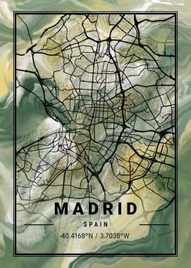 Madrid - İspanya Lale Mermer Haritası dünyanın en ünlü şehirlerinin güzel bir kopyası. Bu fiyata böyle bir baskı bulamazsın..