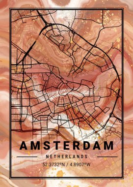 Amsterdam - Hollanda Violet Mermer Haritası dünyanın en ünlü şehirlerinin güzel bir kopyası. Bu fiyata böyle bir baskı bulamazsın..