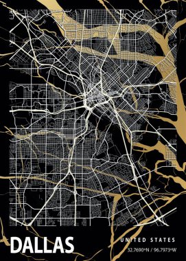 Dallas - ABD Wisteria Mermer Haritası dünyanın en ünlü şehirlerinin güzel bir kopyası. Bu fiyata böyle bir baskı bulamazsın..