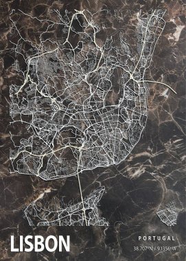 Lizbon - Portekiz Wrightia Mermer Haritası dünyanın en ünlü şehirlerinin güzel bir kopyası. Bu fiyata böyle bir baskı bulamazsın..