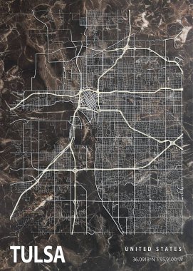 Tulsa, Birleşik Devletler Wrightia Mermer Haritası dünyanın en ünlü şehirlerinin güzel bir kopyası. Bu fiyata böyle bir baskı bulamazsın..