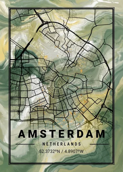 Amsterdam Netherlands Tulip Marble Map Uma Bela Estampa Das Cidades — Fotografia de Stock