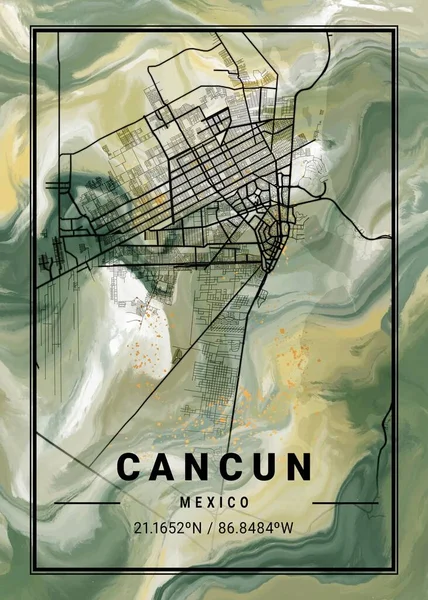 stock image Cancun - Mexico Tulip Marble Map is beautiful prints of the world's most famous cities. You will not find a similar print at this great price.