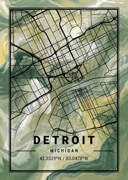 stock image Detroit - United States Tulip Marble Map is beautiful prints of the world's most famous cities. You will not find a similar print at this great price.