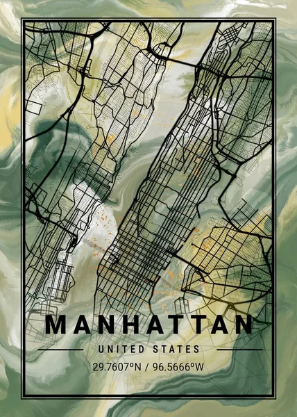 Manhattan Ηνωμένες Πολιτείες Tulip Marble Map Είναι Όμορφες Εκτυπώσεις Από — Φωτογραφία Αρχείου