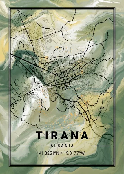 stock image Tirana - Albania Tulip Marble Map is beautiful prints of the world's most famous cities. You will not find a similar print at this great price.