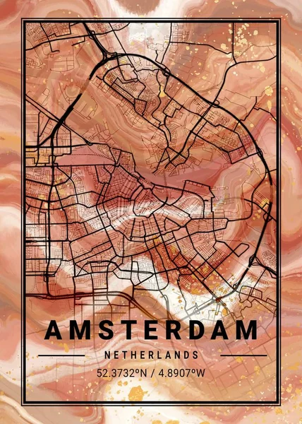 Amsterdam Mapa Mármore Violeta Holandês São Belas Gravuras Das Cidades — Fotografia de Stock