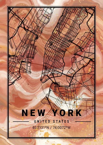 Νέα Υόρκη Ηνωμένες Πολιτείες Violet Marble Map Είναι Όμορφες Εκτυπώσεις — Φωτογραφία Αρχείου