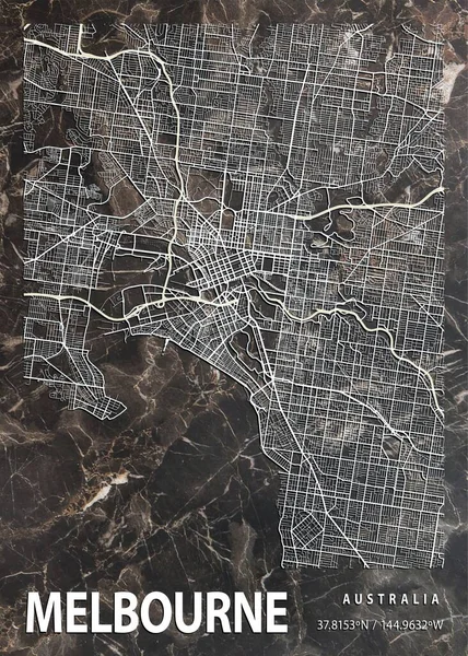 Μελβούρνη Αυστραλία Wrightia Marble Map Είναι Όμορφες Εκτυπώσεις Από Τις — Φωτογραφία Αρχείου