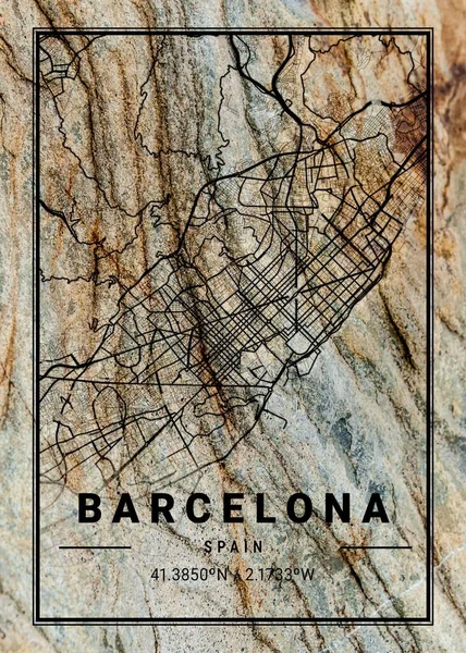 바르셀로나 스페인 마블맵은 세계에서 도시들의 아름다운 물이다 그대는 도읍의 주인을 — 스톡 사진