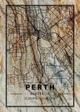 Perth - Avustralya Zoe Mermer Haritası dünyanın en ünlü şehirlerinin güzel bir kopyası. Bu fiyata böyle bir baskı bulamazsın..