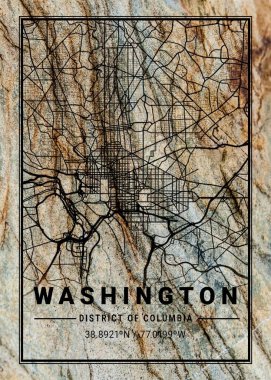 Washington - Birleşik Devletler Zoe Marble Haritası dünyanın en ünlü şehirlerinin güzel bir kopyası. Bu fiyata böyle bir baskı bulamazsın..