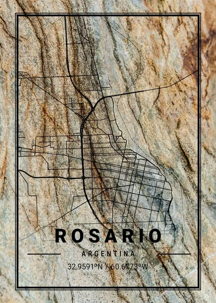 Rosario Argentina Zoe Marble Map Uma Bela Estampa Das Cidades — Fotografia de Stock