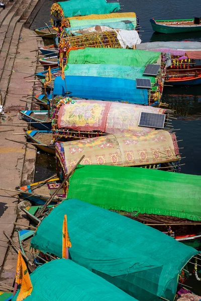 Row Indian Traditional Boats Top View — Stock Photo, Image