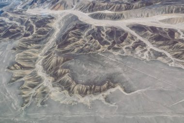 Toprak dokusu. Yukarıdan bak. Nazca Platosu. Nazca manzarası, Peru