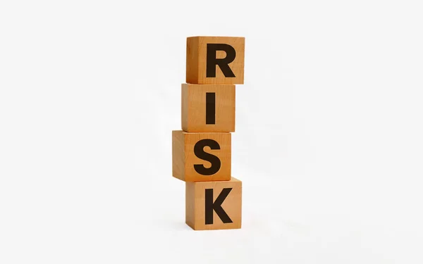 Bloco Madeira Com Alfabeto Construindo Palavra Risk Avaliação Riscos Decisão — Fotografia de Stock