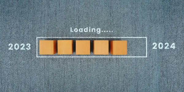 2023 to 2024 loading bar. Happy New Year 2024. Loading bar end of the year.