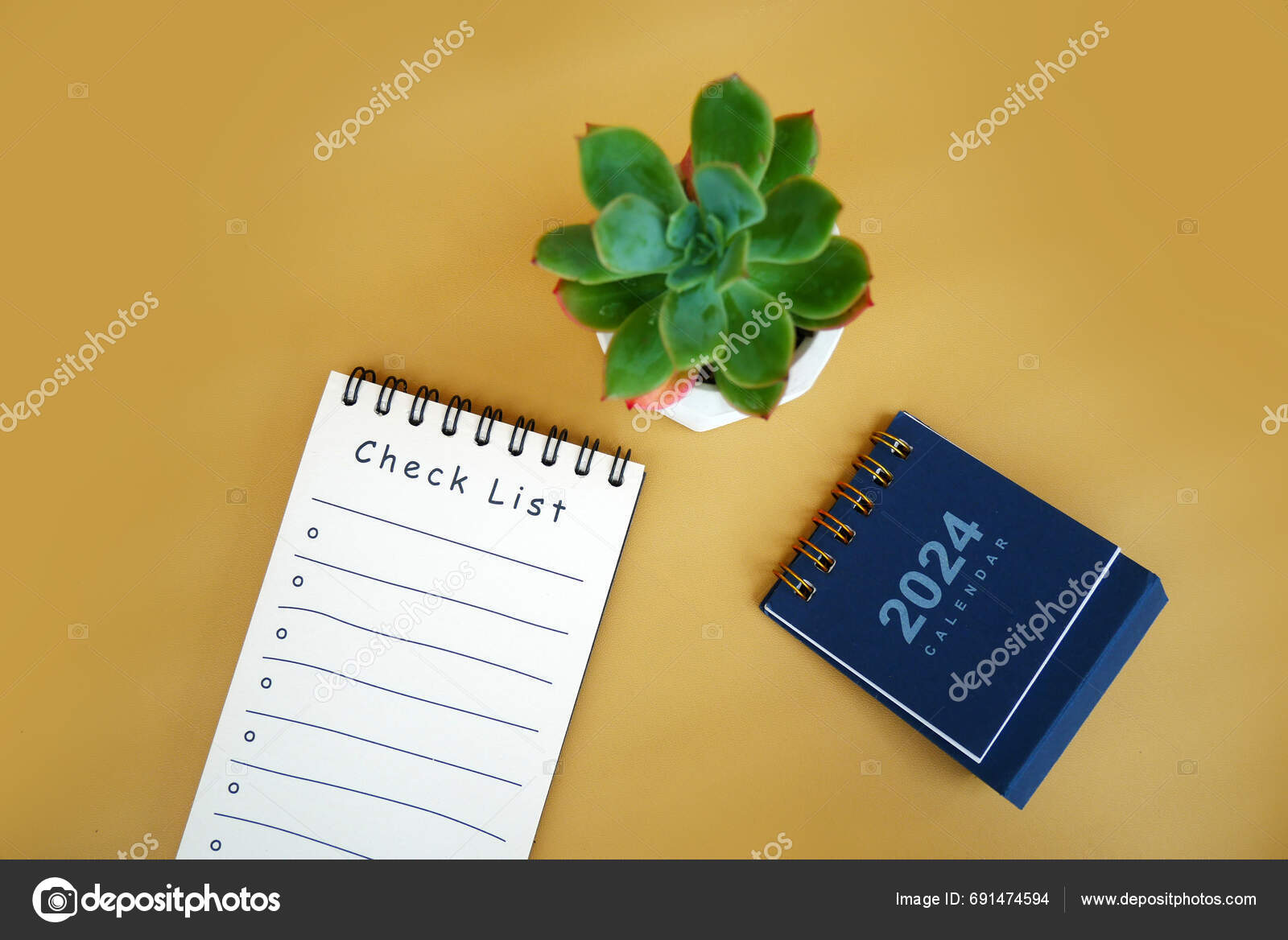 Checklist Book 2024 Calendar New Year 2024 Goals Resolutions Plan Stock