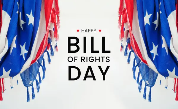 Bill Of Rights Day on December 15 with USA flag and gray Background.