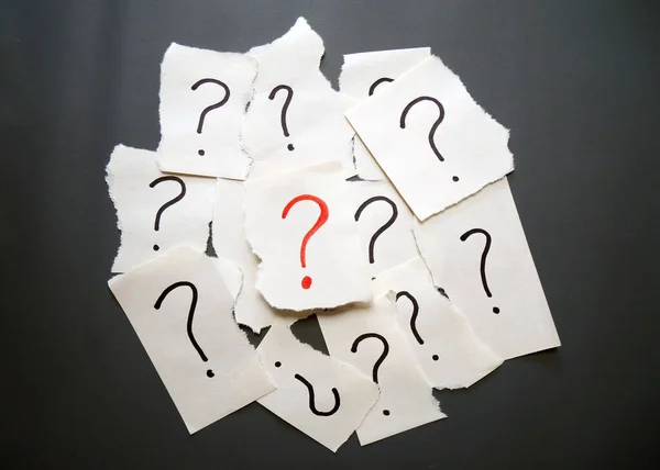 Collection of question mark paper. Torn paper with question mark on copy space background