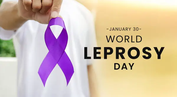 World Leprosy Day Symbol purple ribbon. World Leprosy Day Awareness Month with a Purple Ribbon.