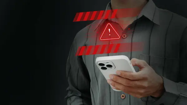 Emergency warning alarm on Smartphone. Warning of using dangerous applications on smartphones.
