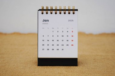 Ocak 2025 takviminde çuval bezi arkaplan