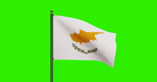 Rendered Cipro Bandiera Nazionale Sventola Animazione Con Movimento Del Vento — Video Stock