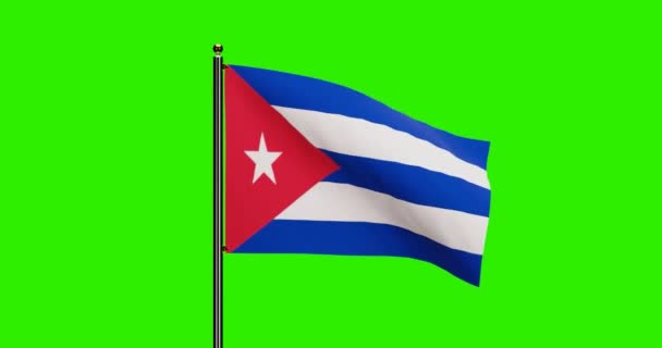 Renderizado Cuba Bandeira Nacional Acenando Animação Com Movimento Vento Realista — Vídeo de Stock