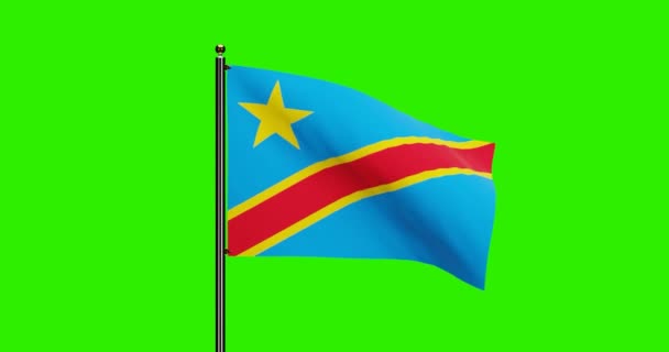 Rendered Democratic Republic Kongo National Flag Waving Animation Med Realistisk – stockvideo