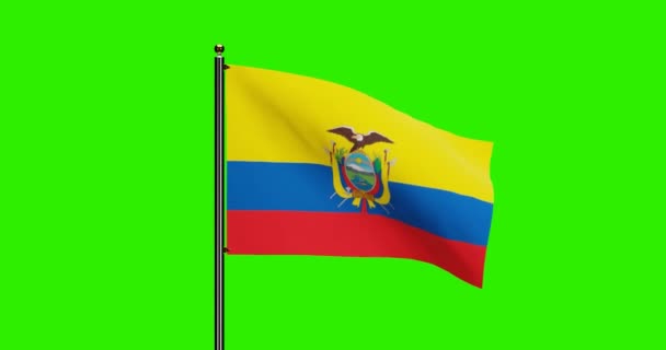 Renderizado Ecuador Bandera Nacional Ondeando Animación Con Movimiento Viento Realista — Vídeo de stock