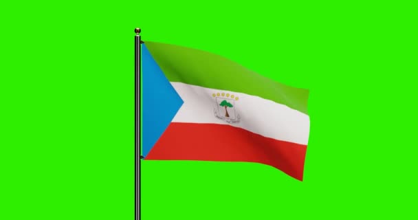 Απόδοση Ισημερινή Γουινέα Εθνική Σημαία Κυματίζοντας Animation Ρεαλιστική Κίνηση Ανέμου — Αρχείο Βίντεο