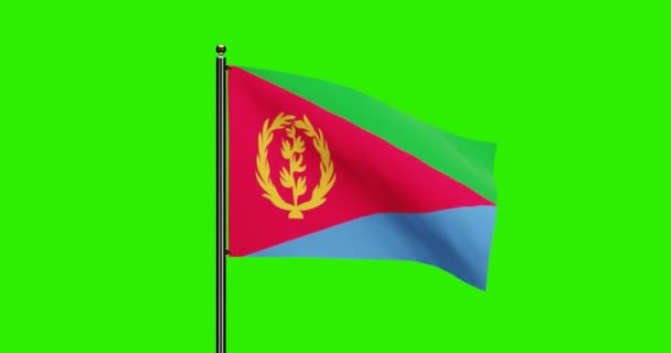 Тривимірна Анімація Національного Прапора Еритреї Реалістичним Вітровим Рухом Національний Прапор — стокове відео