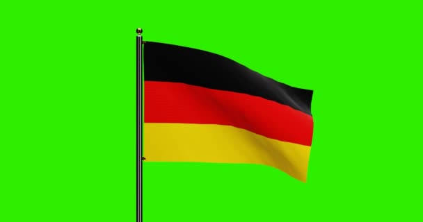 3D渲染德国国旗与现实风向动画 德国国旗与无缝循环动画 4K分辨率与绿色屏幕背景 — 图库视频影像